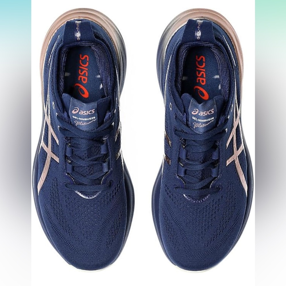 ASICS Gel Nimbus 26 Women's Navy Blue and Rose Gold Running Shoes size 7 - Picture 2 of 14